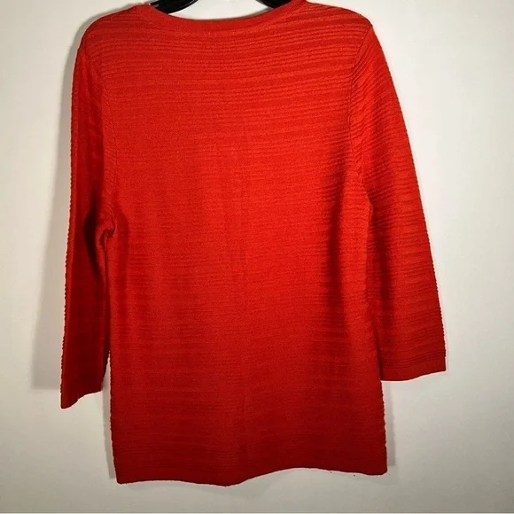 Chico's Burnt Orange V Neck Ribbed 3 Button Sweater - Picture 8 of 8